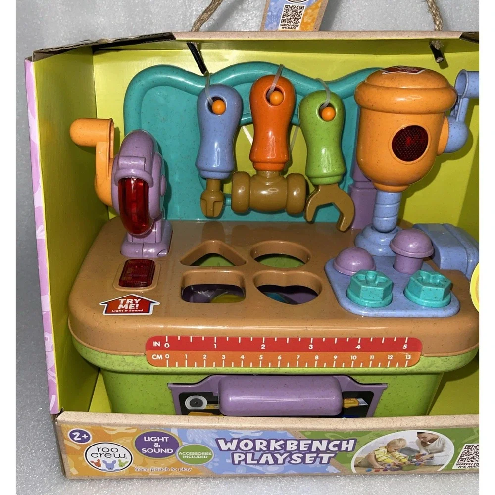 Roo Crew Light & Sound Workbench Playset Eco Wood 2.0 Raw Materials Combined NEW